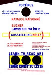 Weiner, Lawrence - 1989 - Portikus (Katalog Raisonné - Bücher)