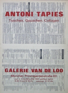 Tàpies, Antoni - 1969 - Galerie Van de Loo München
