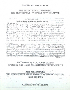 Finlay, Ian Hamilton - 1989 - Art Metropole Toronto (The Bicentennial Proposal)