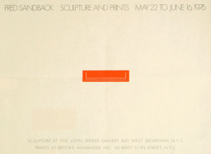 Sandback, Fred - 1976 - John Weber Gallery New York (Sculpture and Prints)