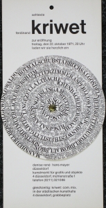 Kriwet, Ferdinand - 1971 - Galerie Denise René Hans Mayer (Sehtexte)