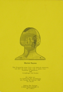 Raysse, Martial - 1969 - Galerie Der Spiegel Köln (Einladung)