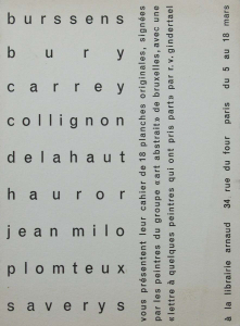 Bury, Pol - 1956 - Librairie Arnaud Paris (art abstrait - Einladung)