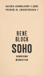 Block, René - 1980 - Galeria Akumulatory 2 Poznan (Soho - Downtown Manhattan)