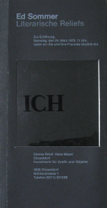 Sommer, Ed - 1971 - Galerie Denise René Hans Mayer Düsseldorf (Literarische Reliefs / Einladung)