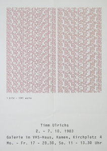 Ulrichs, Timm - 1983 - Galerie im VHS-Haus Kamen (1 bild - 1001 worte)
