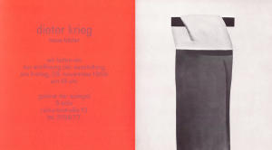 Krieg, Dieter - 1968 - Galerie Der Spiegel Köln (Einladung)
