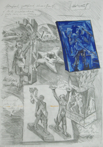 Immendorff, Jörg - 1989 - Galerie Michael Werner Köln (Zeichnungen / Relief um den Affen herum)