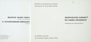 Henry, Maurice - 1962 - Graphisches Kabinett Dr. Hanna Grisebach Heidelberg