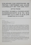 Piene, Otto - 1962 - Galerie Schmela (Einladung)