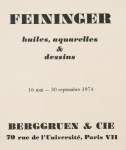 Feininger, Lyonel - 1974 -  Galerie Berggruen Paris (Rathaus von Swinemünde / Einladung)