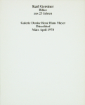 Gerstner, Karl - 1978 - Galerie Denise René Hans Mayer (Einladungen)