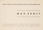 Ernst, Max - 1954 - Städtische Kunsthalle Mannheim (Einladung)