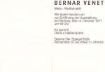 Venet, Bernar - 1971 - Galerie der Spiegel Köln (Meta - Mathematik / Einladung)